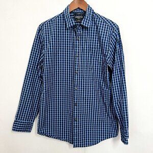 Claiborne Men's Button Up Shirt Blue Size M Slim long Sleeve 80s 2-Ply